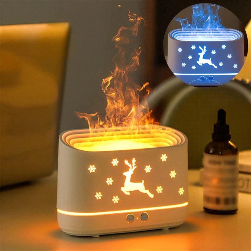 Elk Flame Humidifier Diffuser - Mute Household Atmosphere Lamp for Christmas Home Decor