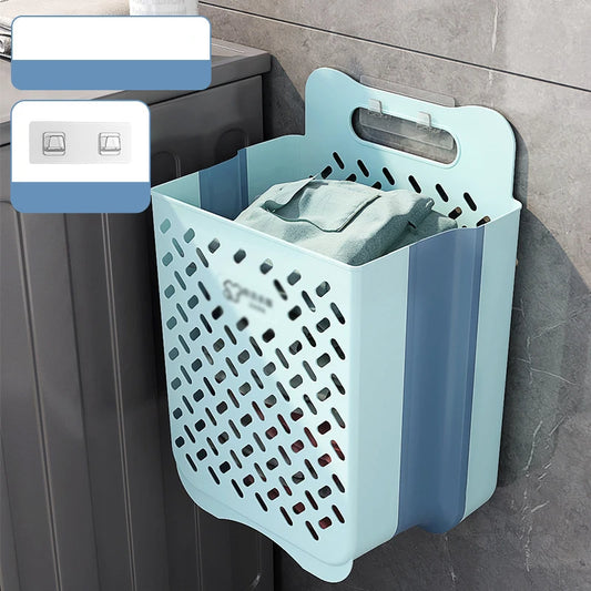 Wall-Mounted Folding Laundry Basket for Bathroom - Organized Dirty Clothes Storage Solution